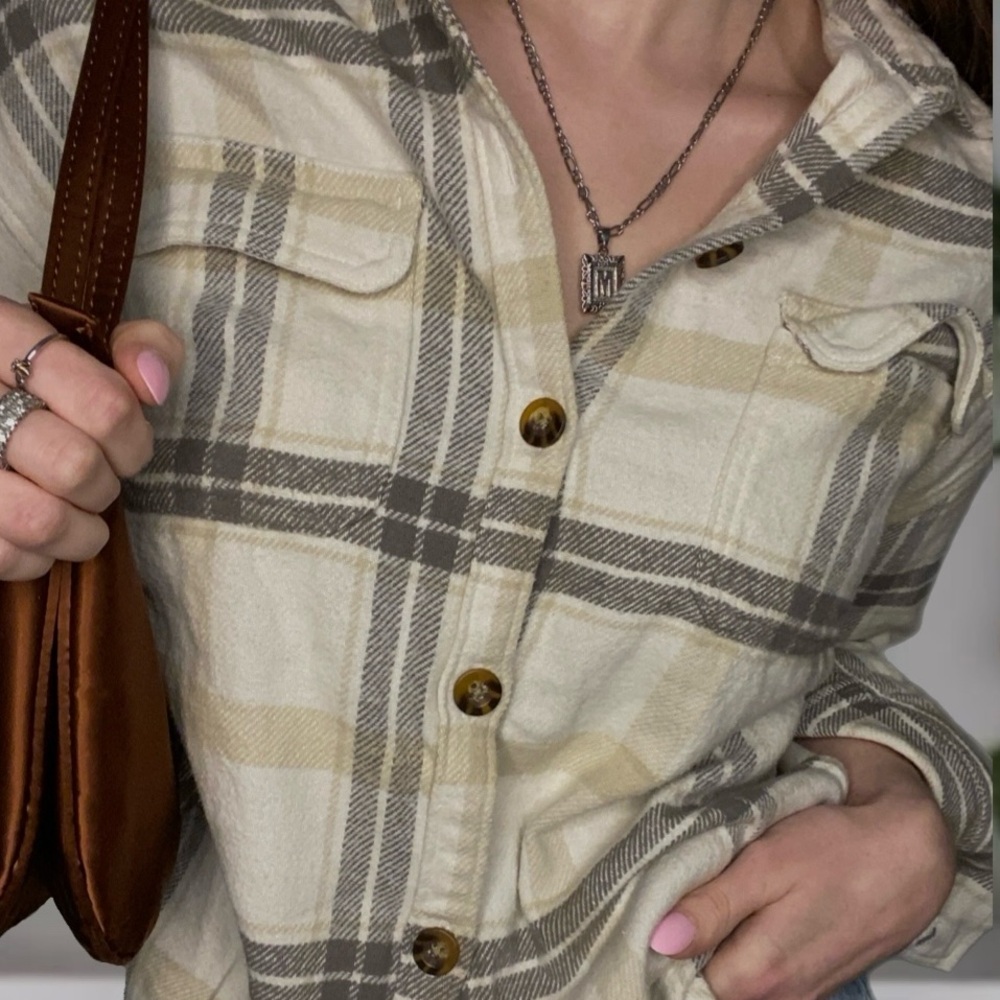 Hollister Vintage Retro Style Plaid Cotton Flannel Small Y2K 90s Boyfriend Fit